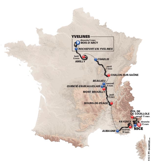 2017 Paris Nice route map